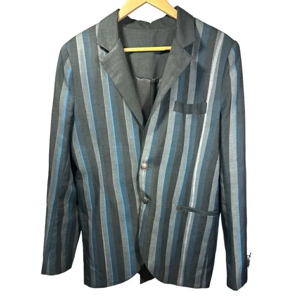 ELMER AVE Men's Striped Single-Breasted Blazer Jacket Blue/Gray Size Large